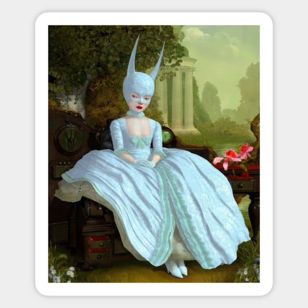 The girl blue bat 2000 - Mark Ryden Sticker by Kollagio